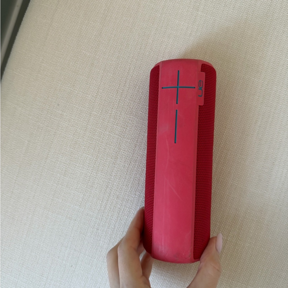 UE Portable Bluetooth Speaker in Red with Blue Accents